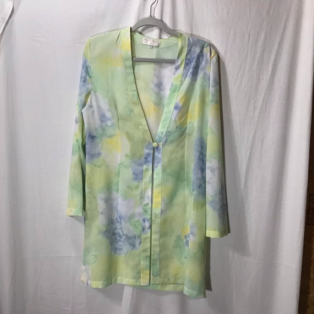 Un Jour Ailleurs Paris Watercolor Lightweight Lagenlook Button  Jacket M-L